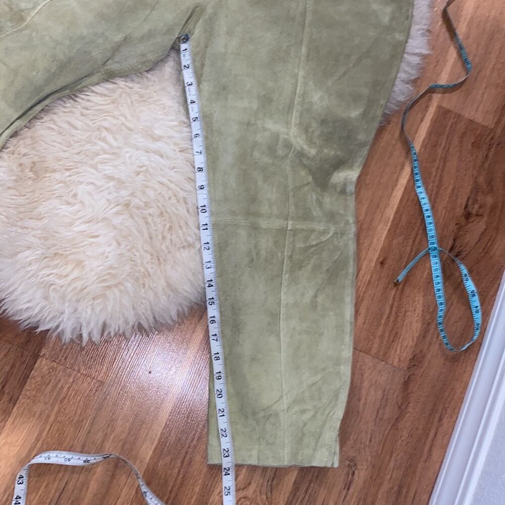 The Look by Randolph Duke Vintage Light Olive Green Suede Cropped Pants Sz 34 - Picture 7 of 10